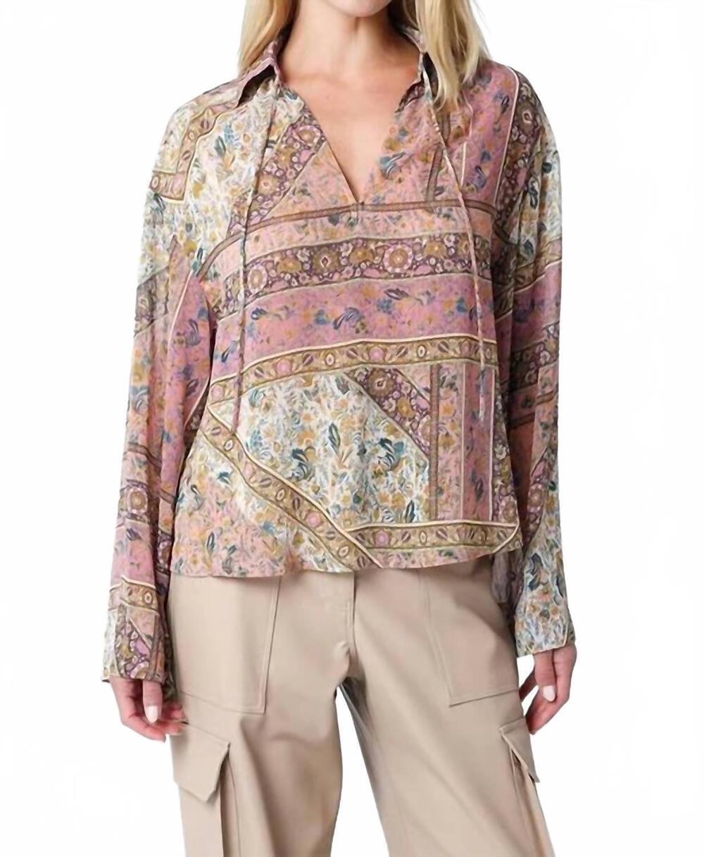 NEW OLIVACEOUS kirelle v-neck blouse in multicolor